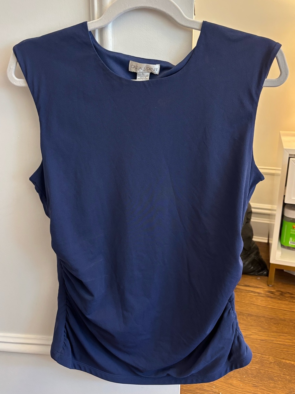 Vintage Casual Corner Navy Ruched Stretch Top